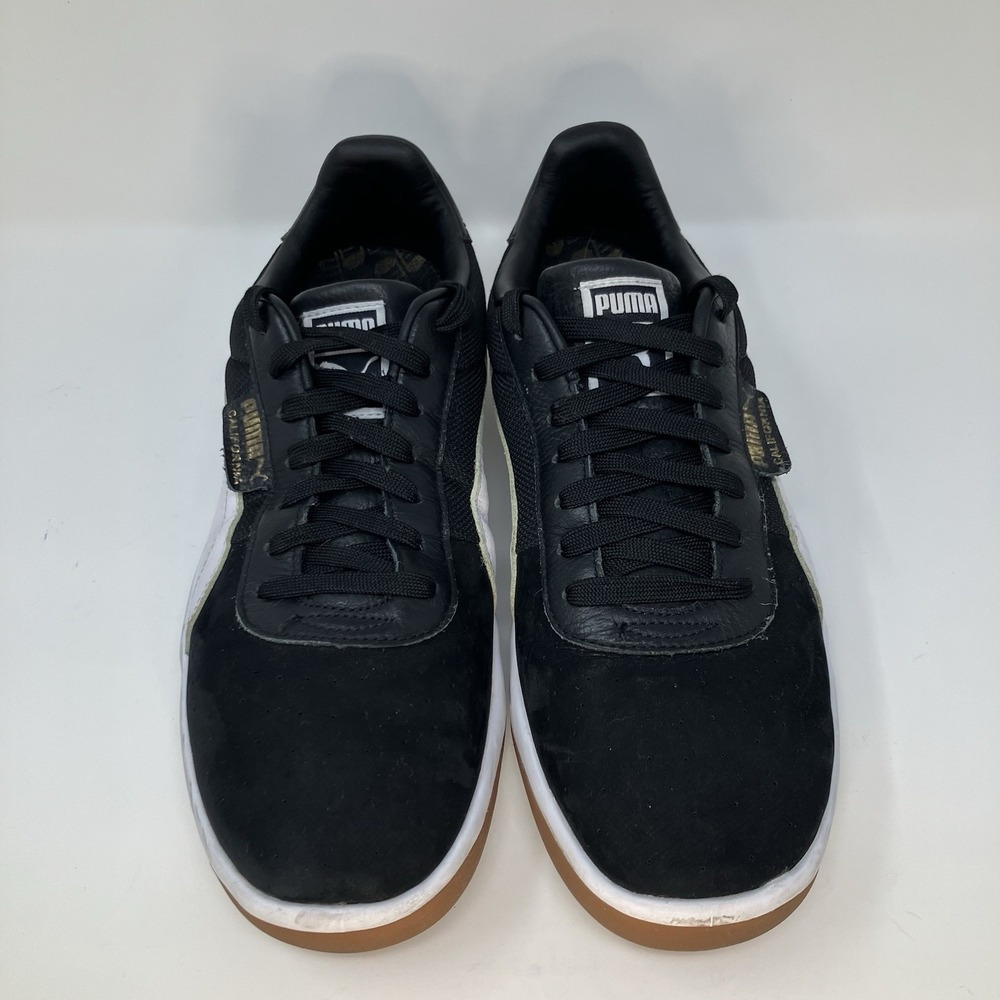 PUMA California Men Size 13 Black Suede Leather White Formstrip Gum Sole - Picture 2 of 16